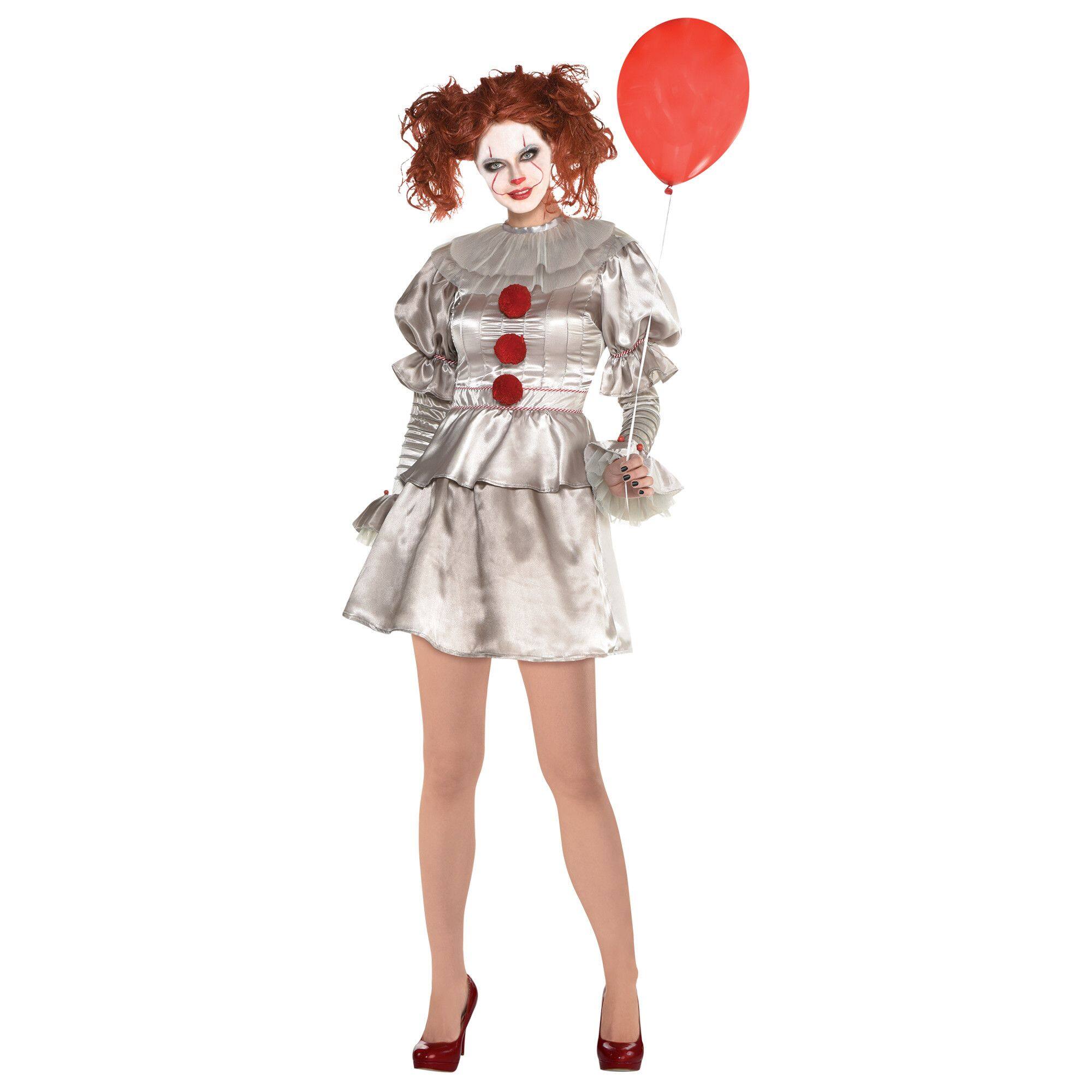 Women's IT Pennywise Clown Grey Dress Halloween Costume, Assorted Sizes